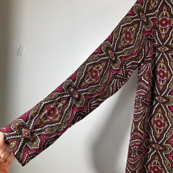 Womens Prana Cece Shift Dress Medallion Print Lined Zip Brown Red M - Picture 3 of 8